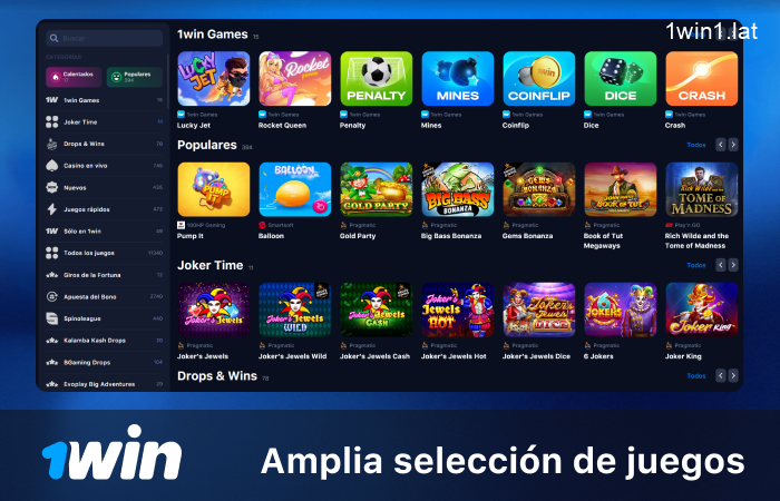 Juegos disponibles en 1win LATAM