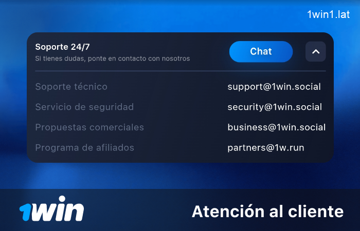 Soporte 24/7 en 1win LATAM por chat, mail y más