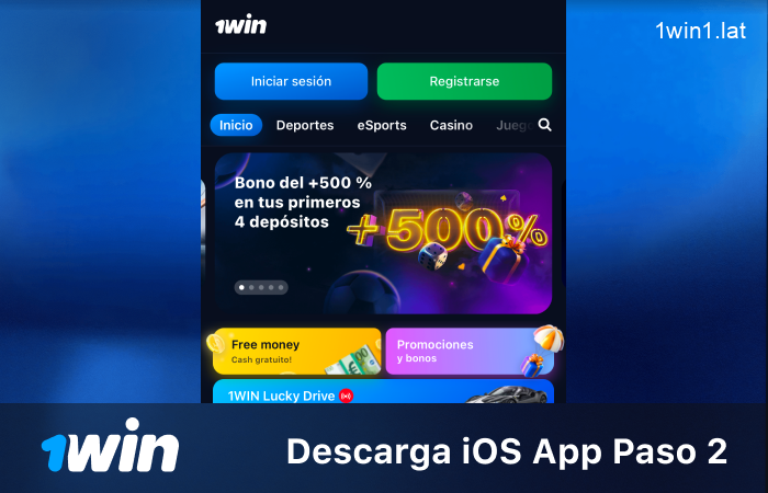 Visita la página web oficial de 1win en Latinoamérica, paso 2