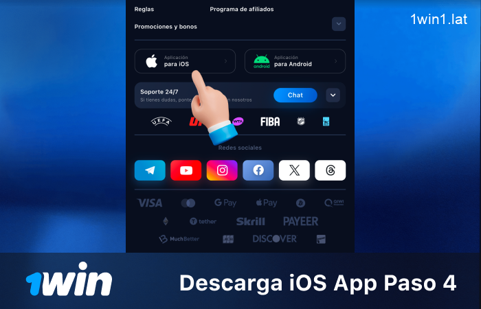 Haz clic en Descargar para iOS, paso 4