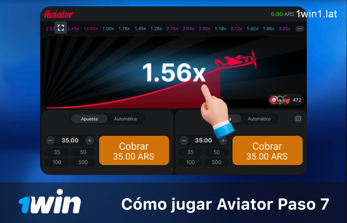 Observa el multiplicador en la pantalla, paso 7