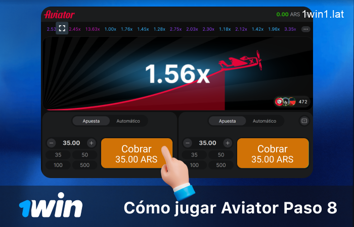 Haz clic en el botón Cobrar cuando decidas cobrar tus ganancias paso 8