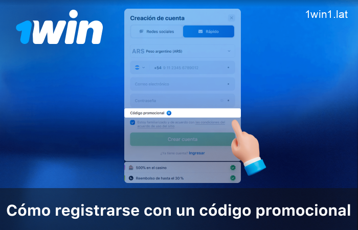 Registro fácil con código promocional 1win