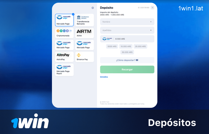 Depósitos rápidos y seguros en 1win LATAM