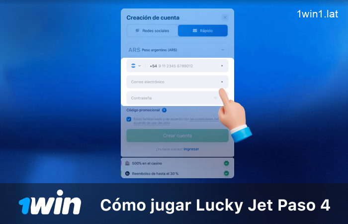 Llene los campos obligatorios con información personal, paso 4