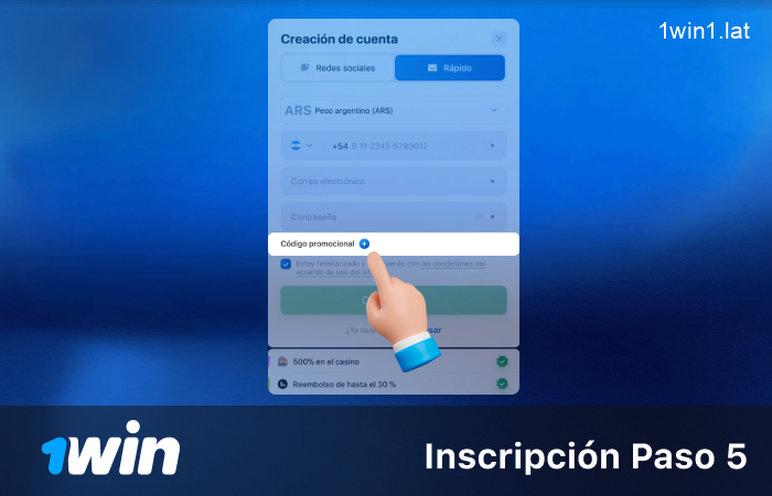 Ingresa el código de promoción si tienes uno, paso 5