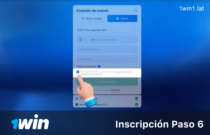Revisar y aceptar las reglas de la plataforma, paso 6