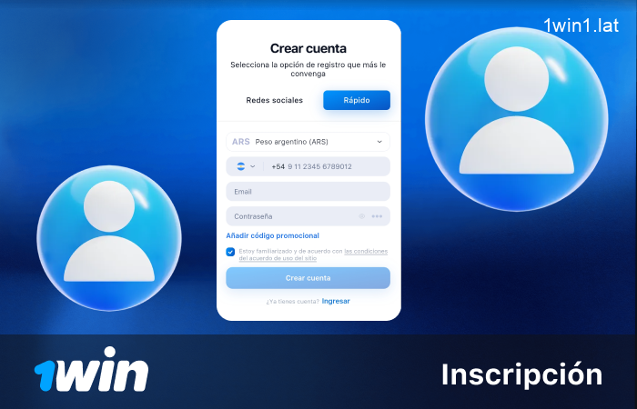 Regístrate fácil desde la app 1win LATAM