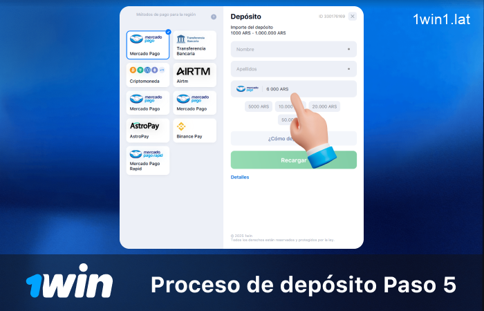 Ingrese el monto del depósito, paso 5