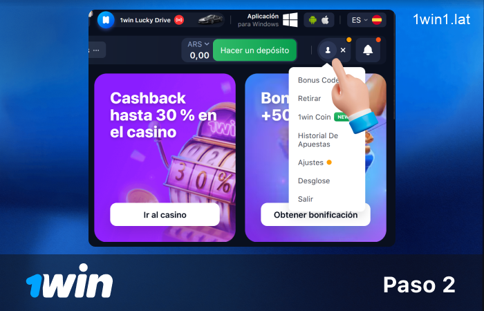 Haz clic en el icono de perfil en la esquina superior derecha, paso 2